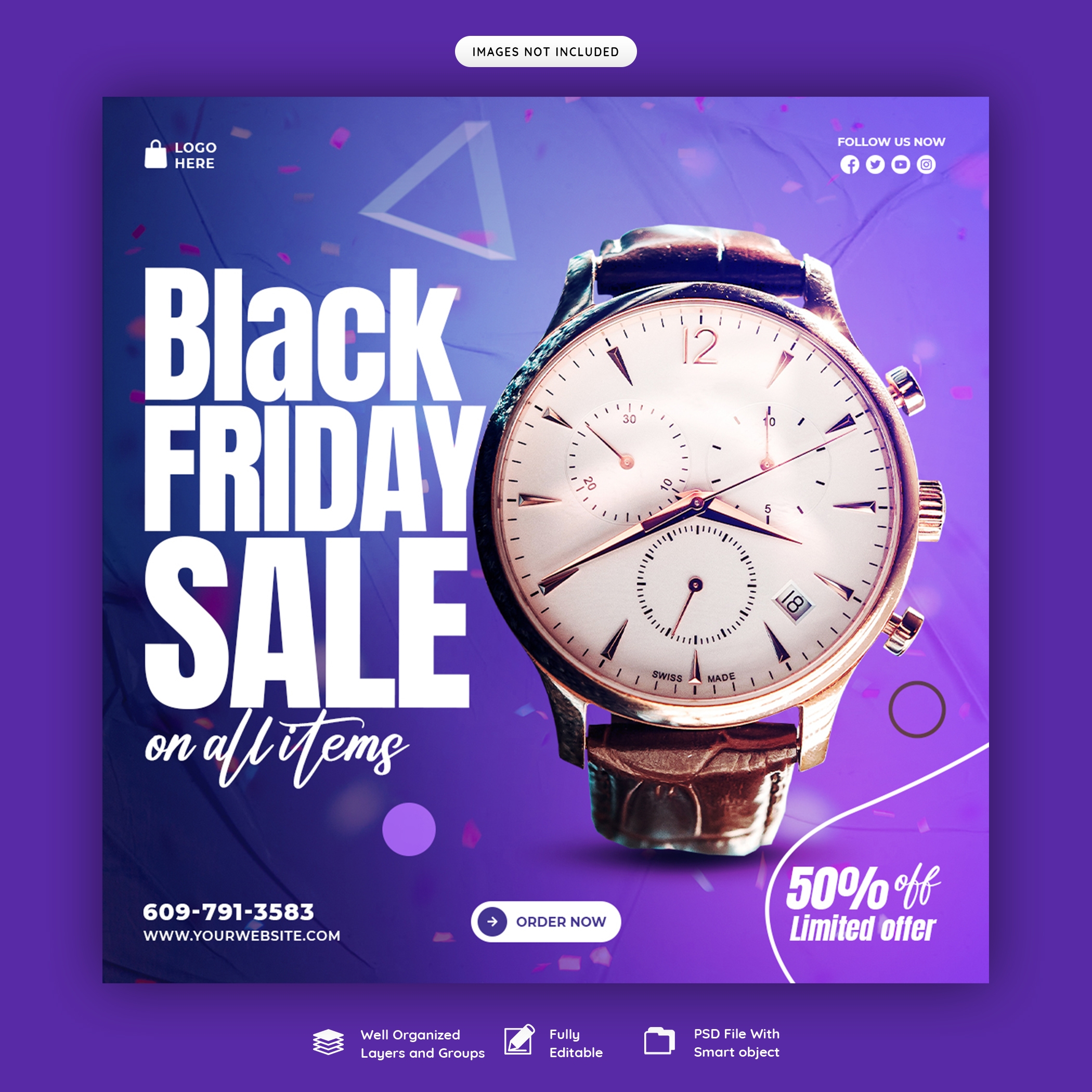 black friday super sale social media post template