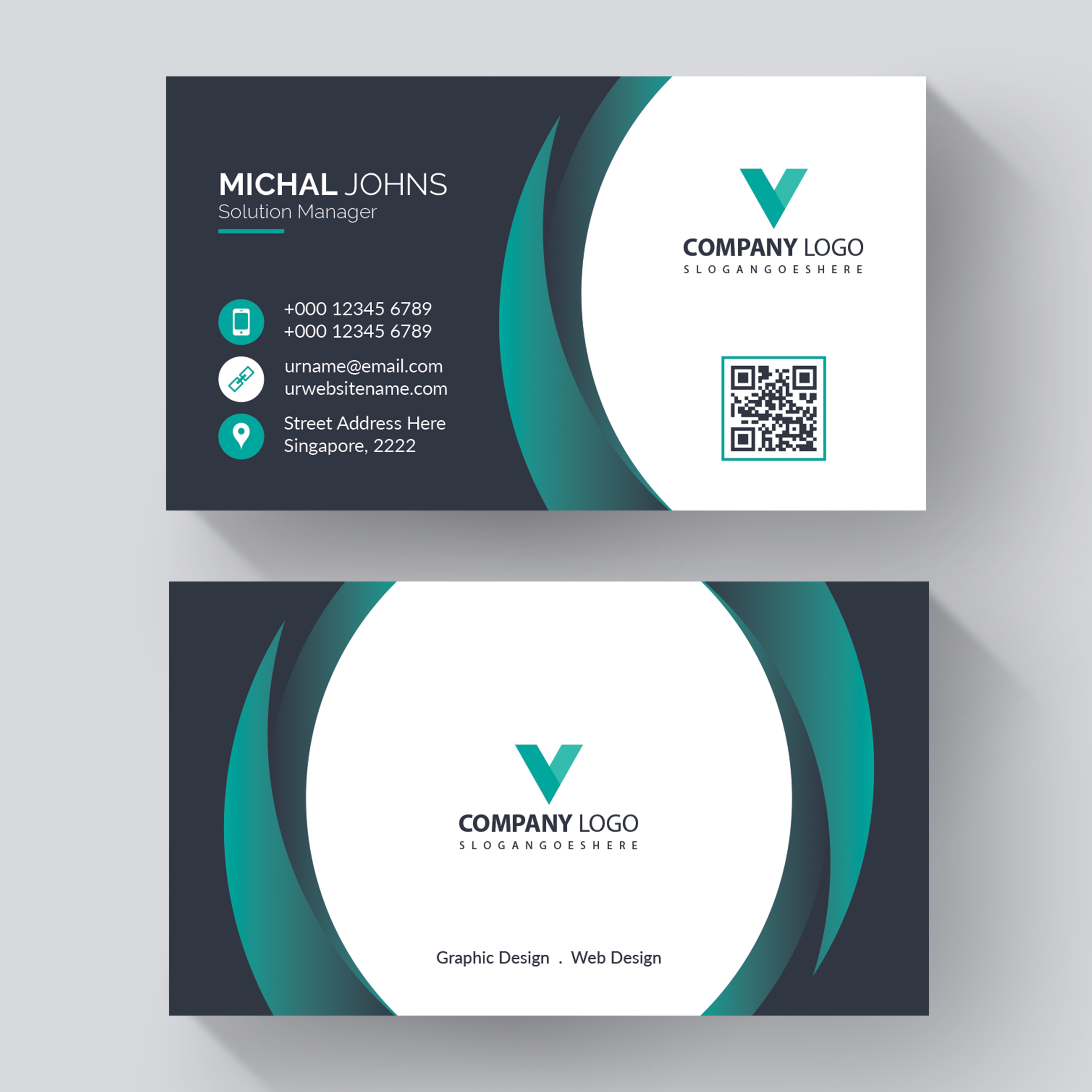 elegant business card design blue and black