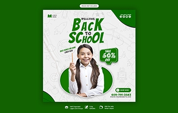 school- green social-media-post-banner-template