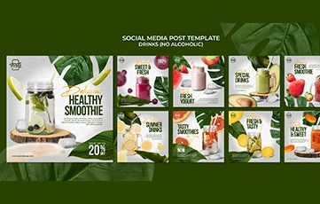 flat-design-drink-instagram-posts-template