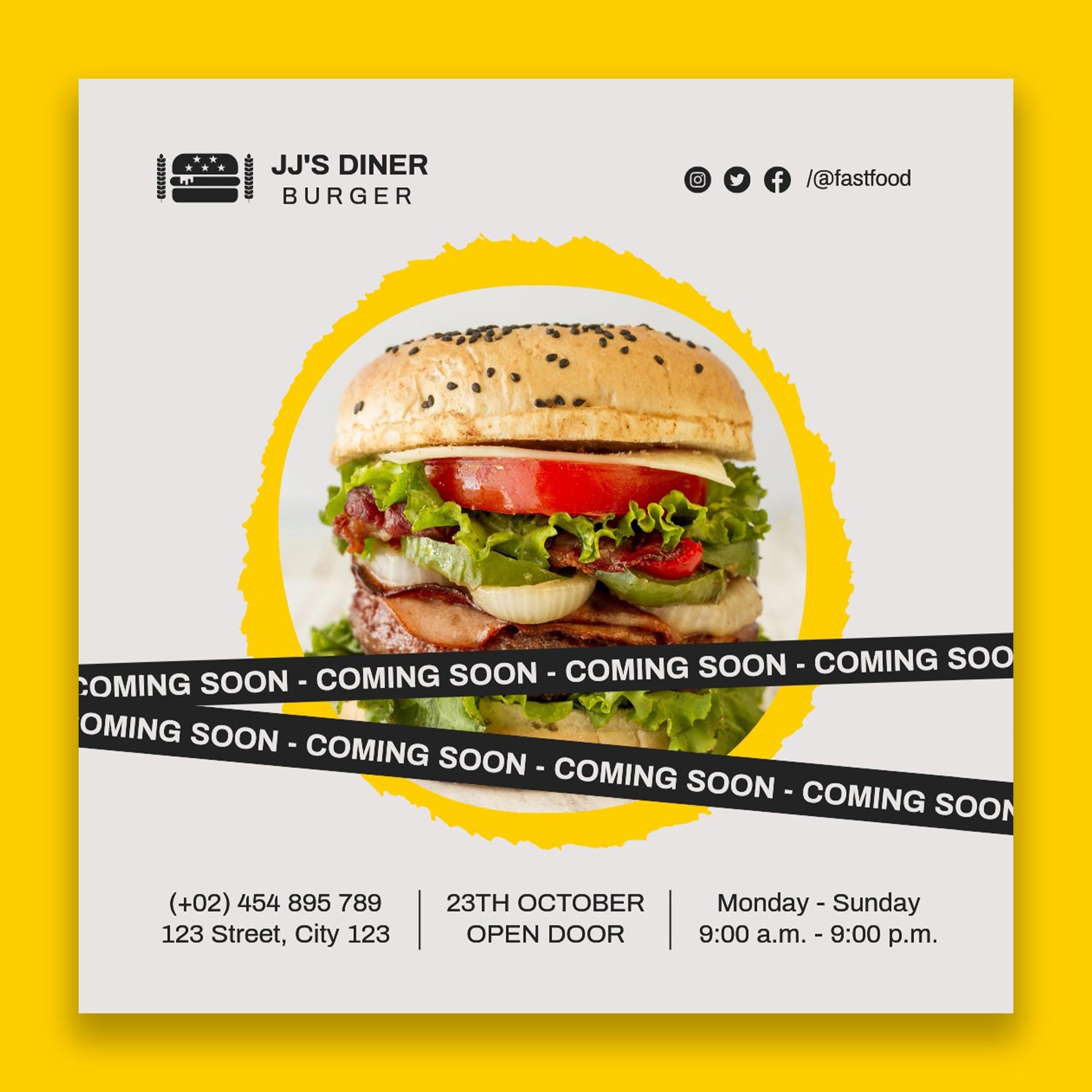 Cooming soon post instagram burger