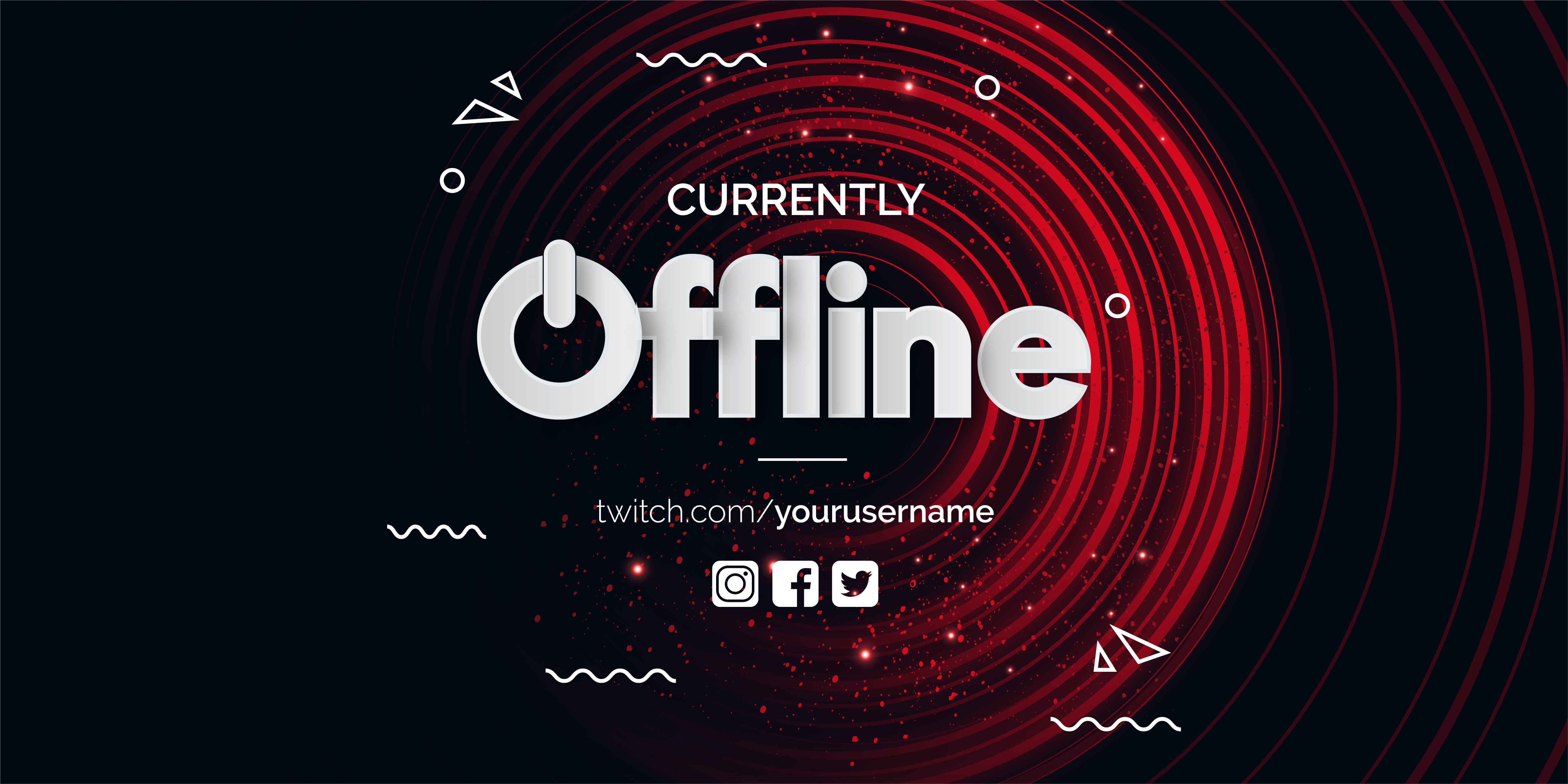 currently offline twitch background with abstract red shapes