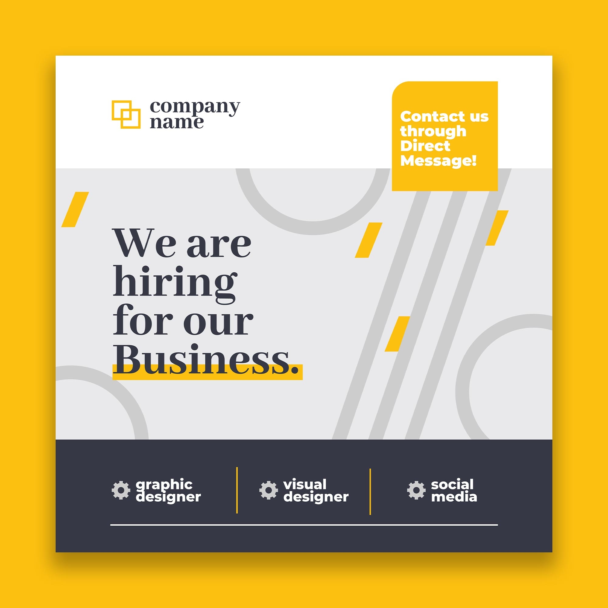 professional gray yellow we are hiring facebook post