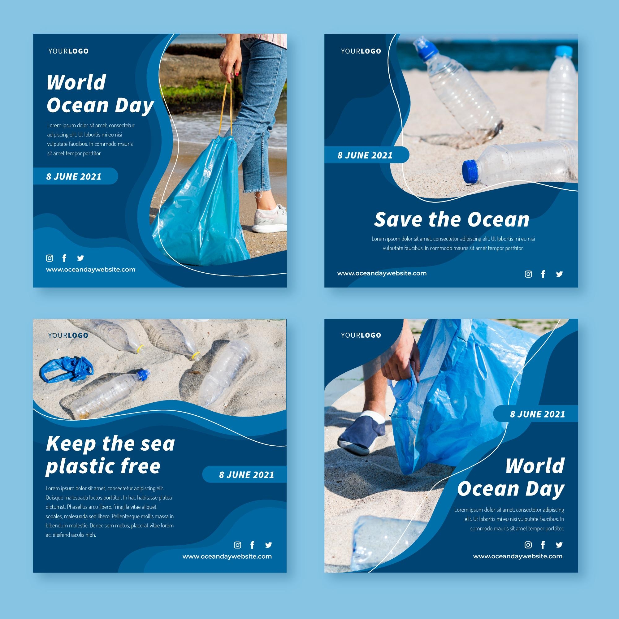 flat world oceans day instagram posts collection
