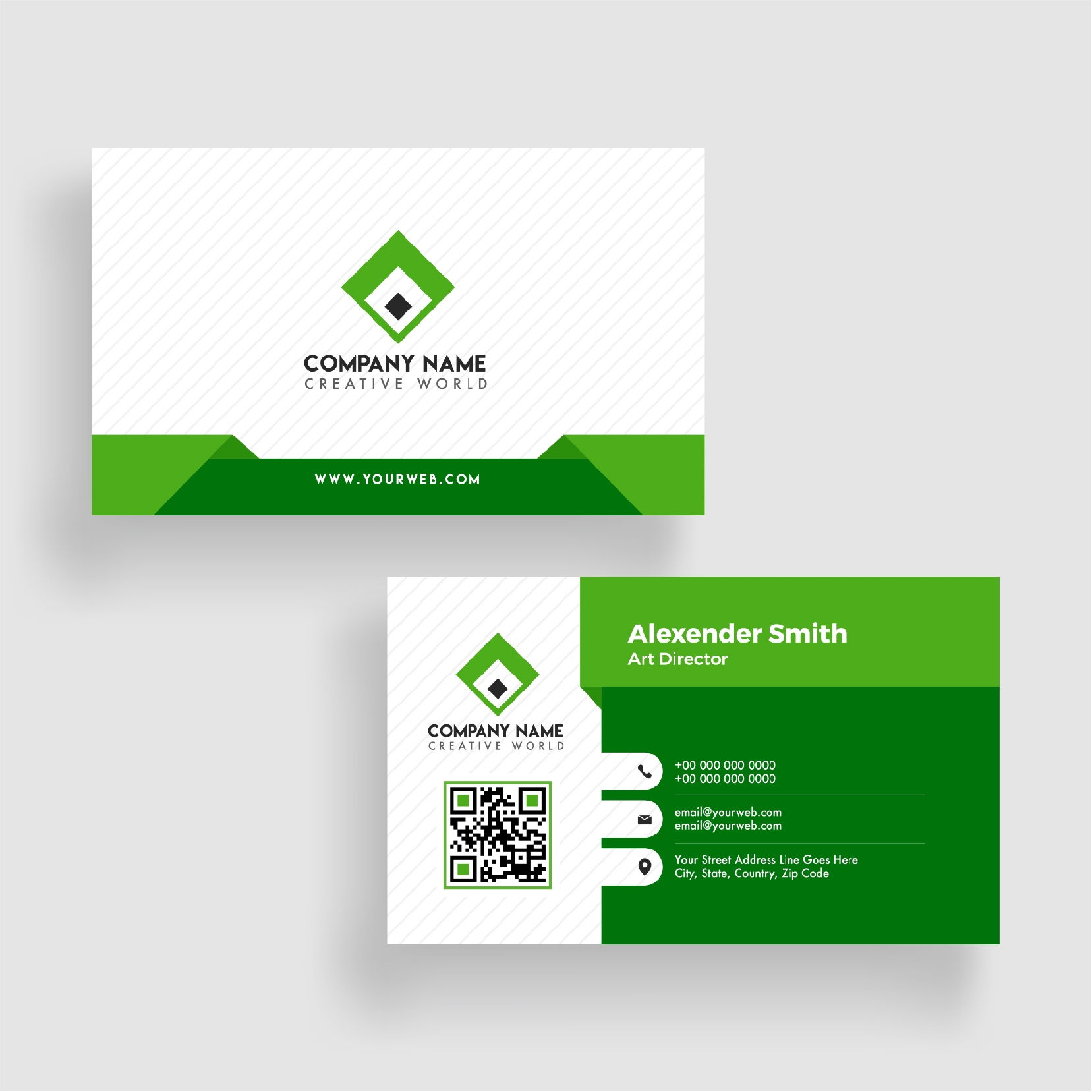 Modern green business card template design