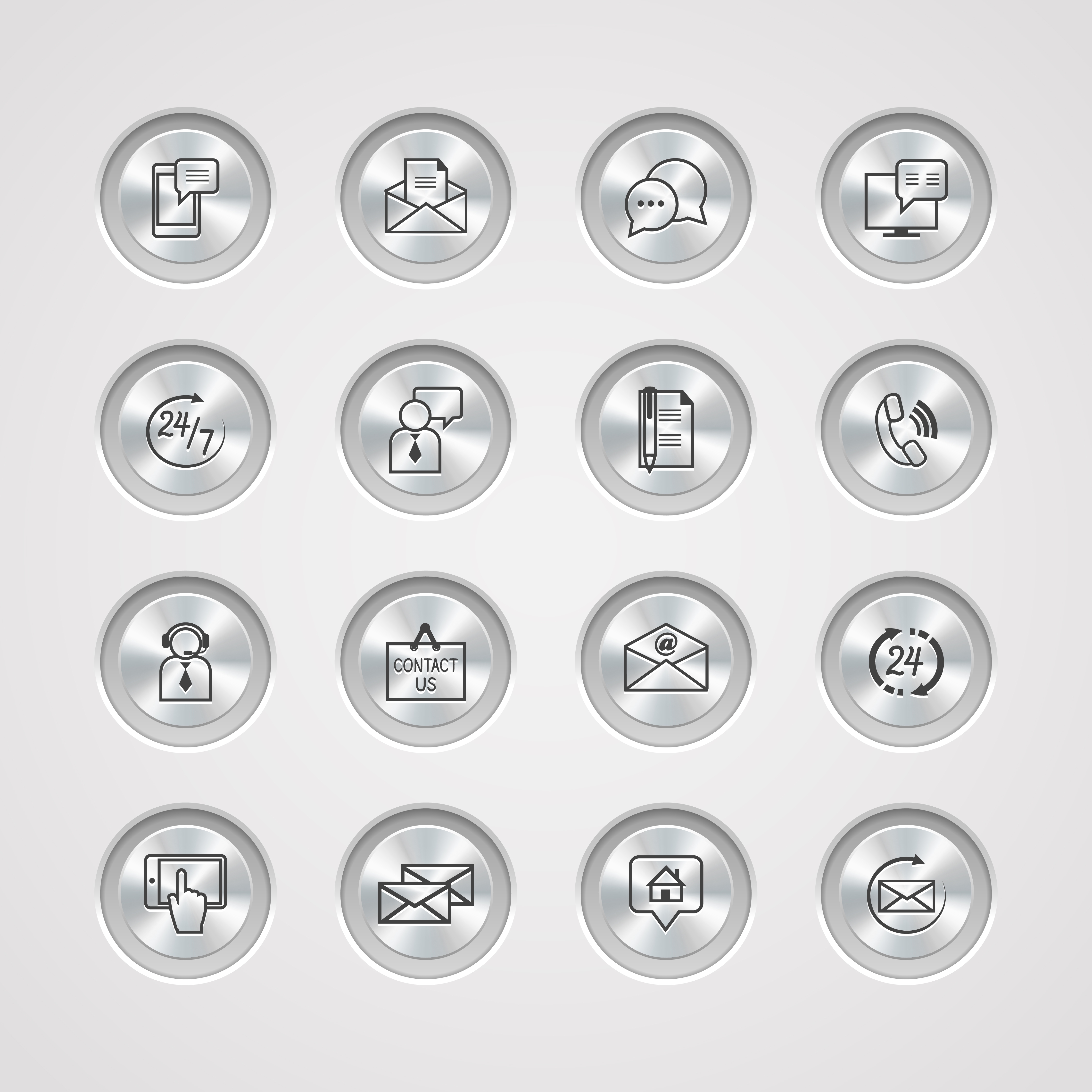 Contact us icons silver