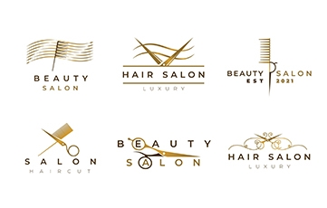 luxury-hair-salon-logo-set golden