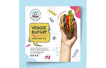 american-food-veggie-burger-square-flyer-template food