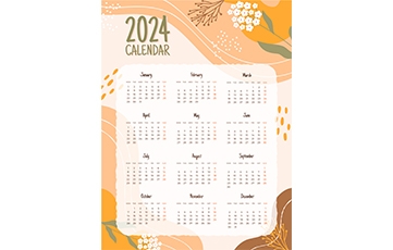 flat-2024-calendar-template orange colour