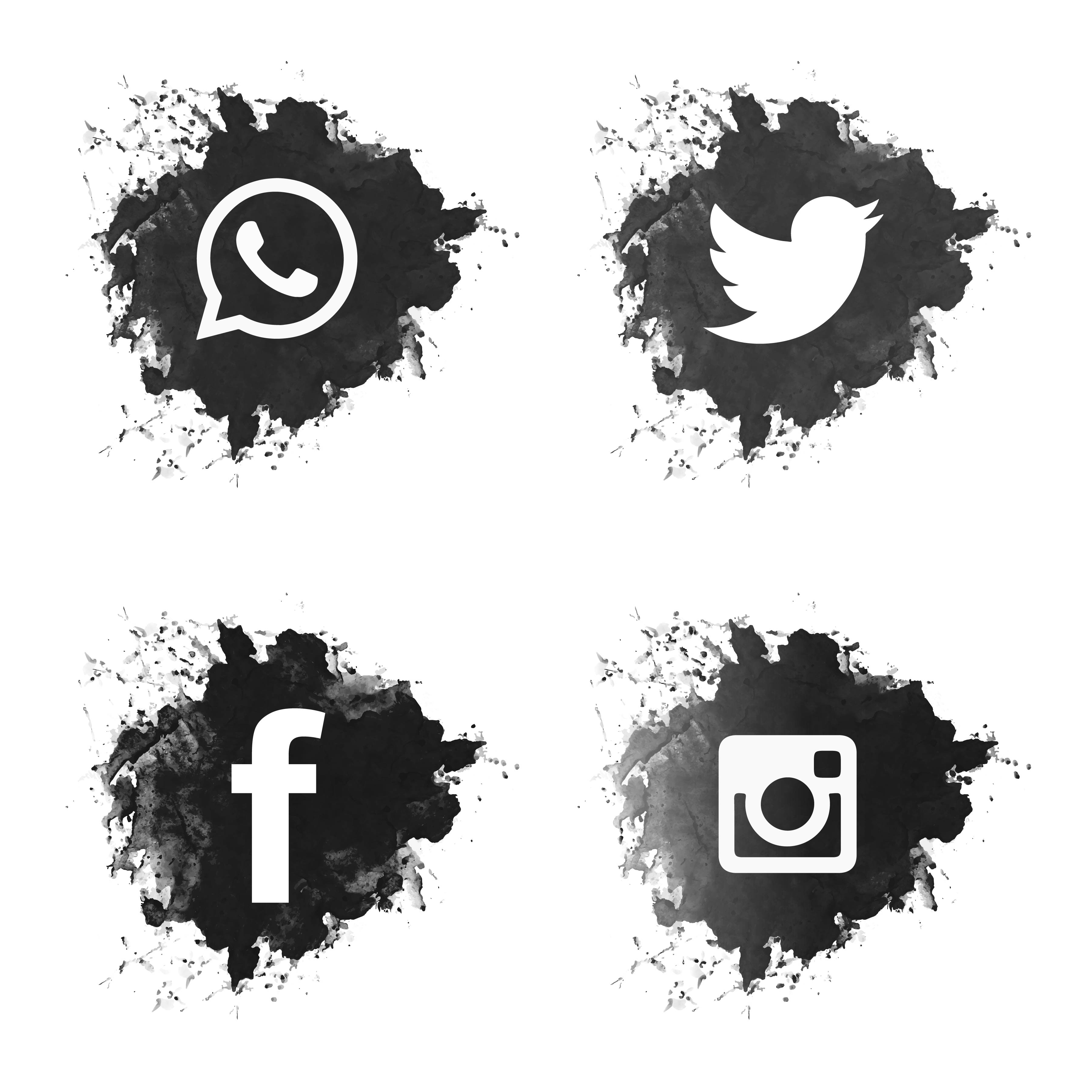 Social media icons on black shape