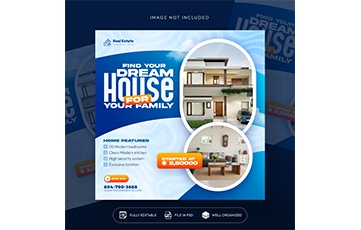 real-estate-luxury-house-property-instagram-post-social-media-instagram-banner-template post blue