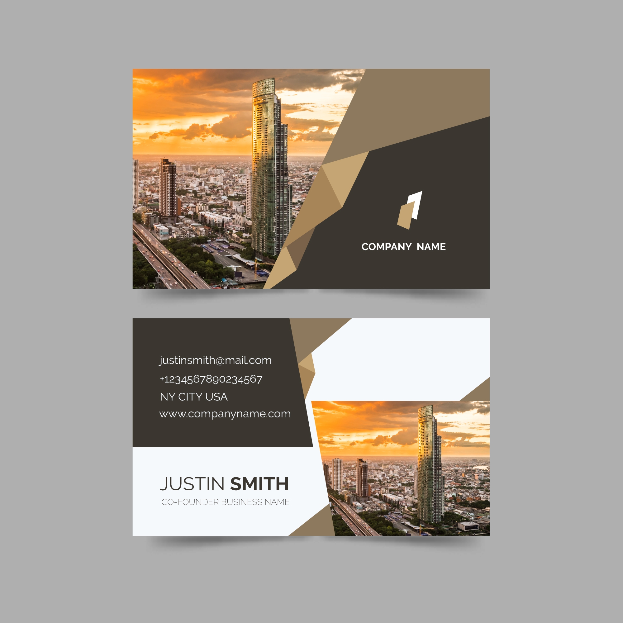 business card with minimalist shapes picture template