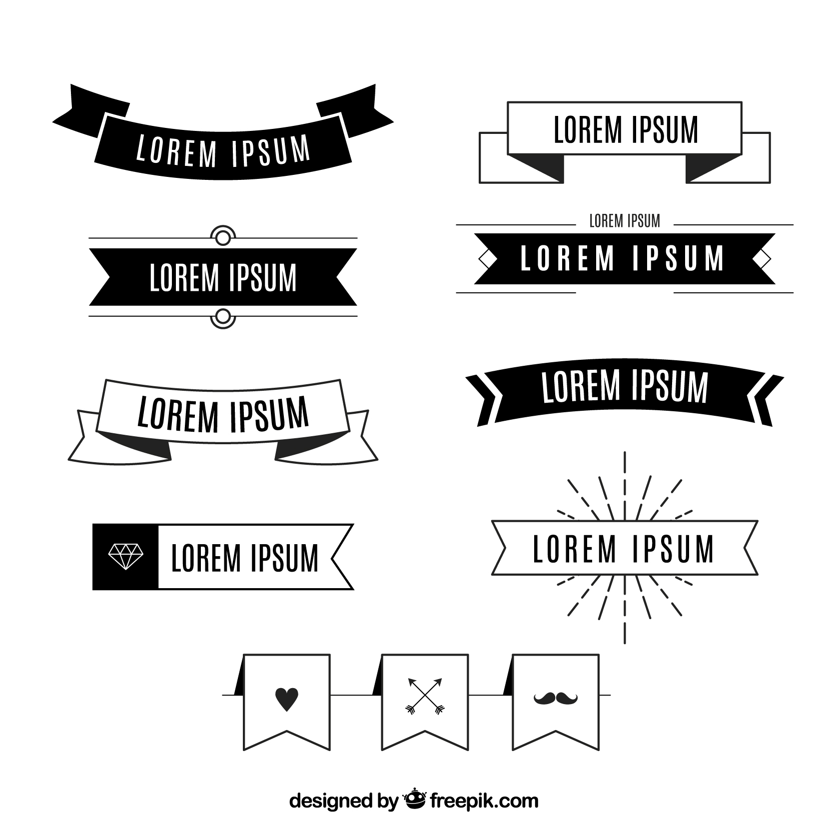 Black and white ribbons