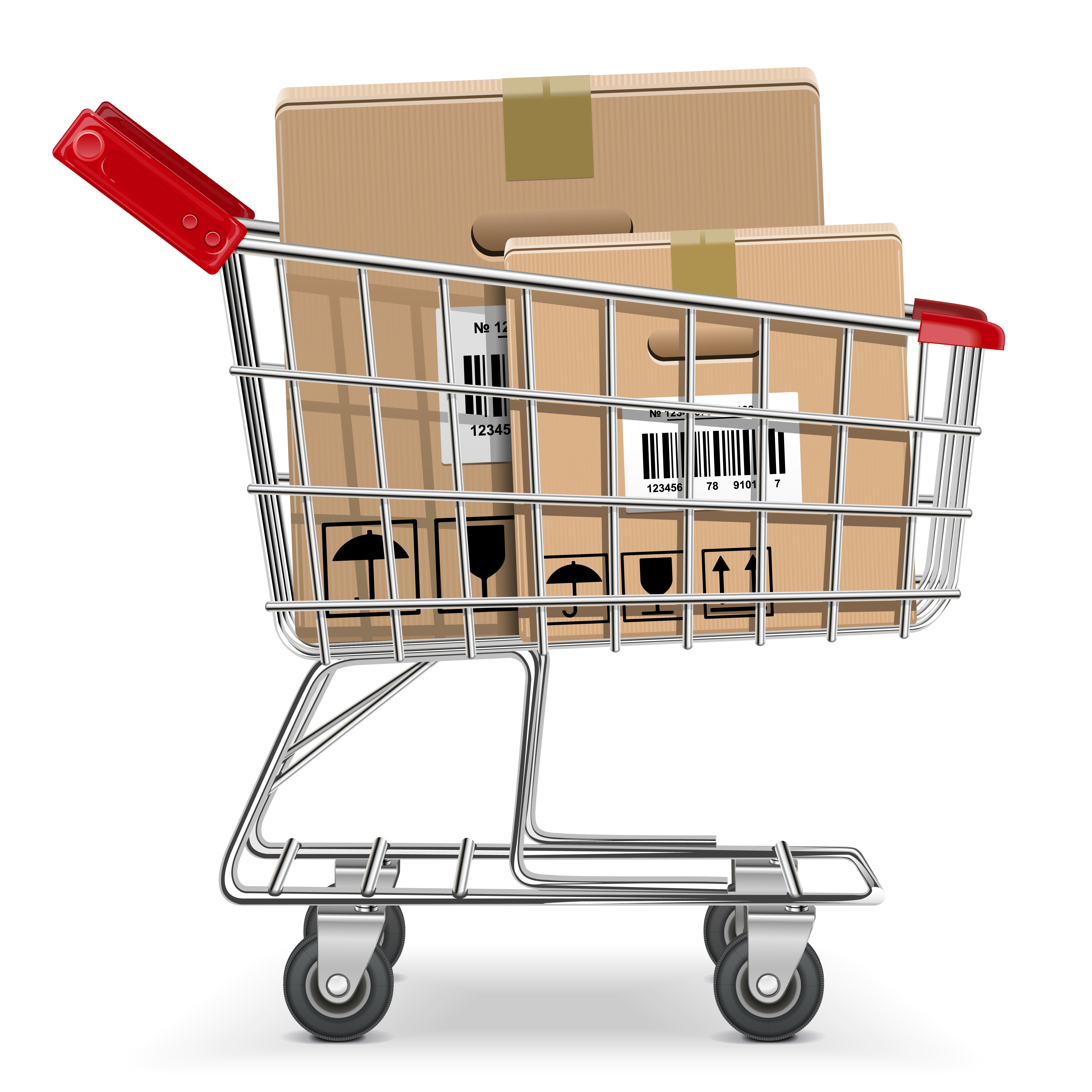 vector supermarket cart with box