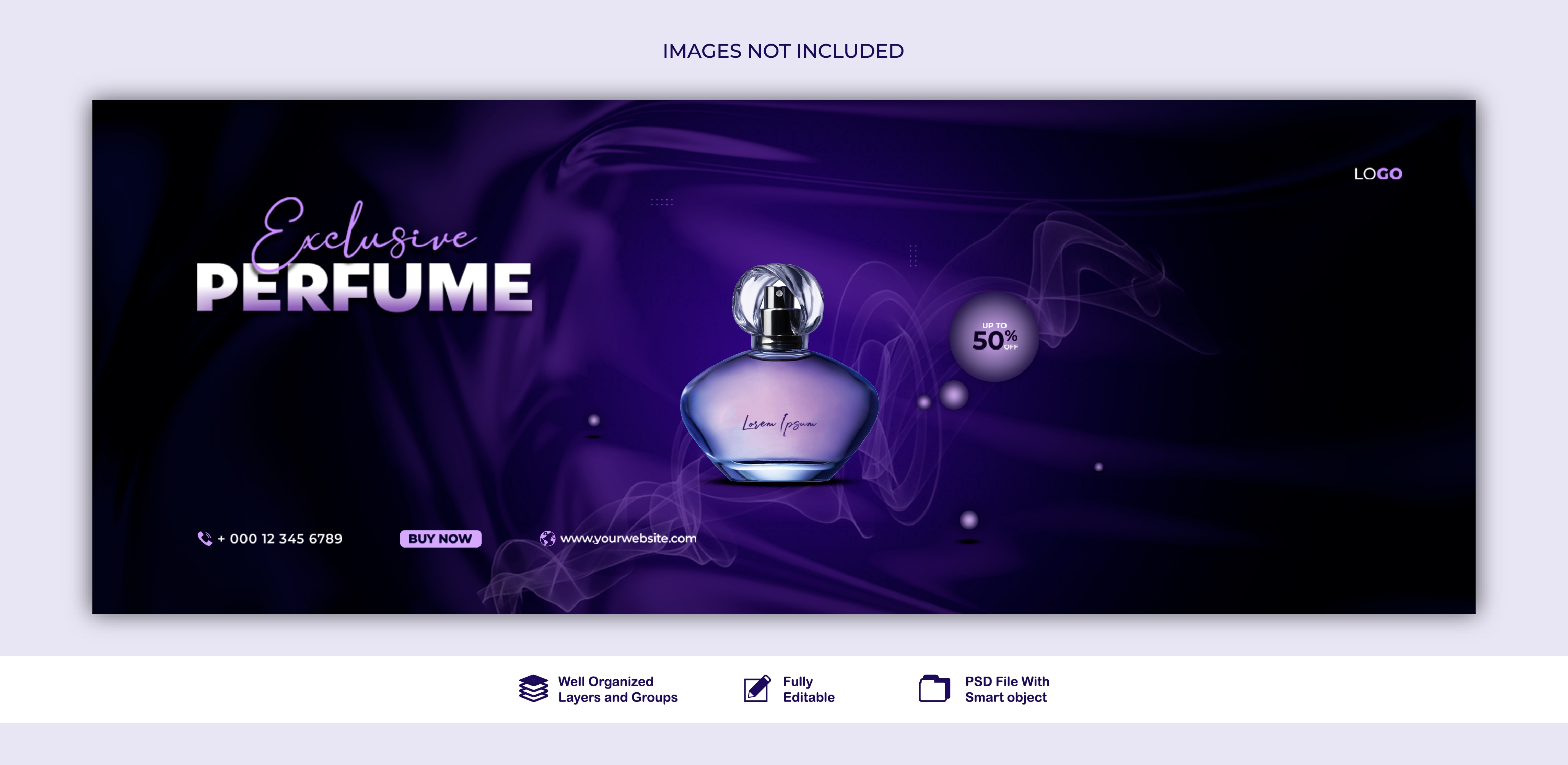 banner perfume beauty products makeup sale banner post social media template psd