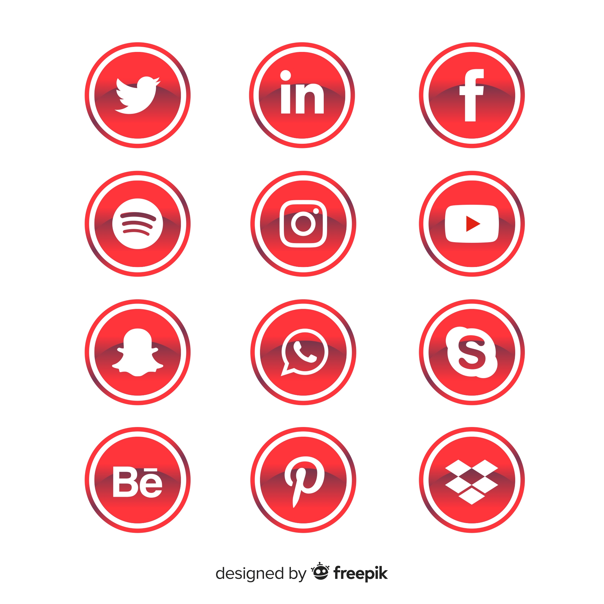 Social media icons collection red
