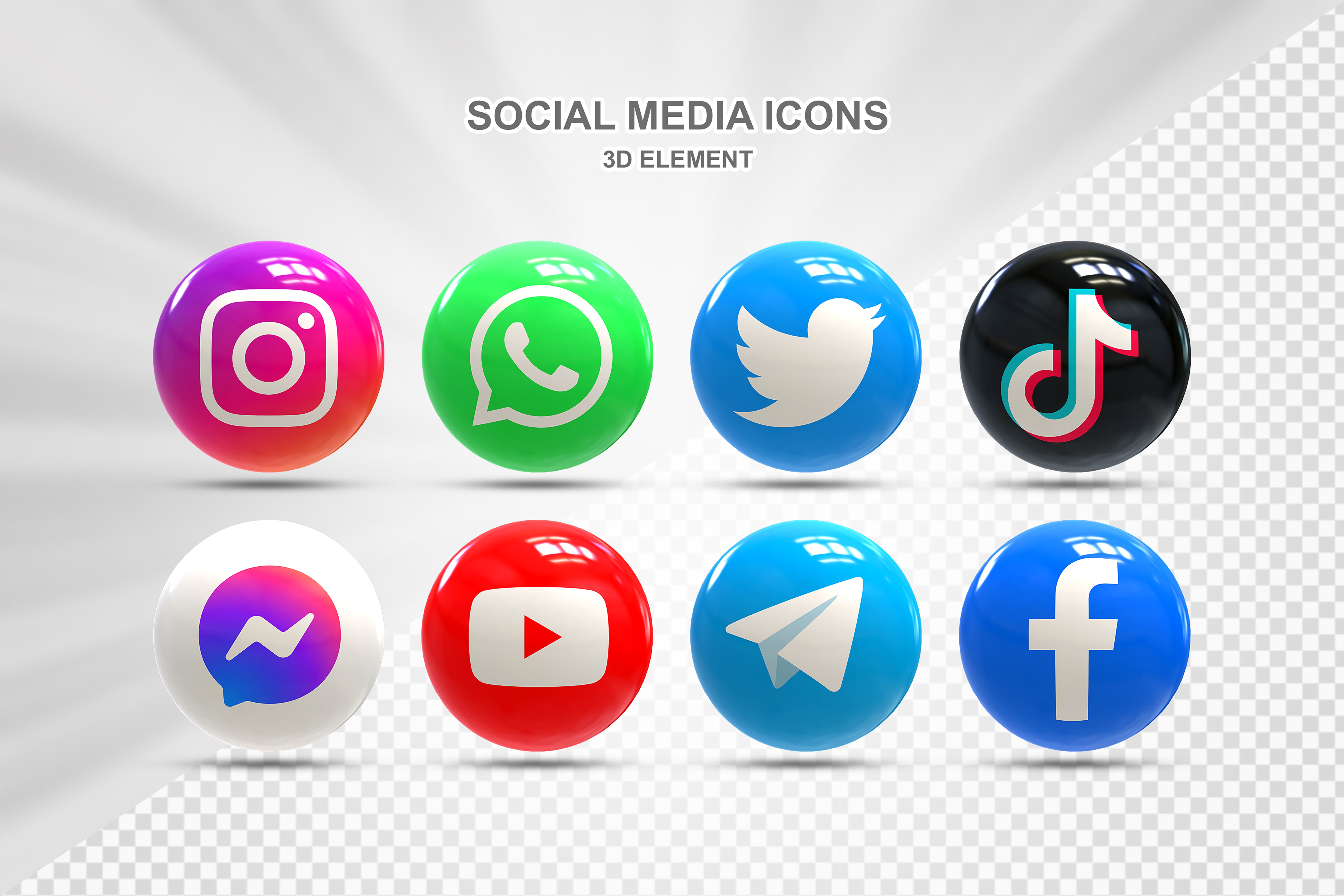 3D social media icons